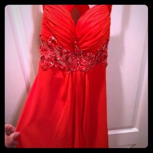 Beautiful bright melon prom dress